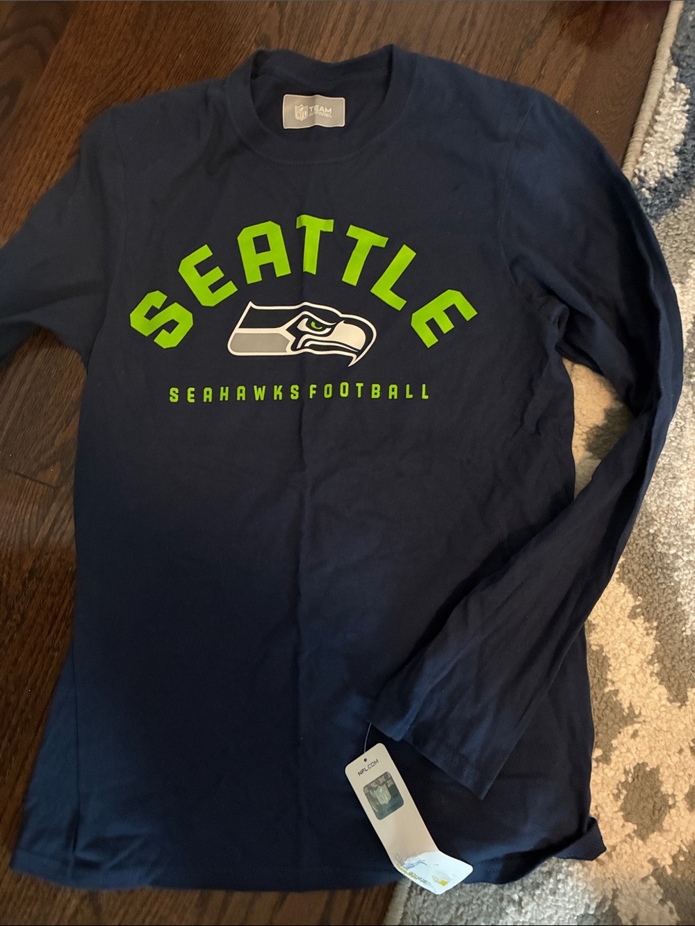 NFL Seattle Long-Sleeve Tee in Navy & Neon Green